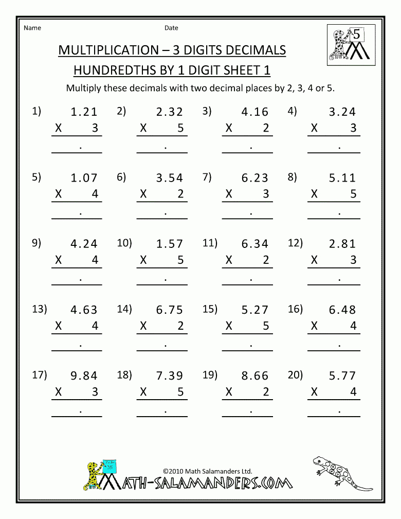 Worksheet Ideas ~ Free Math Worksheets For 5Th Grade with regard to Multiplication Worksheets 5Th Grade