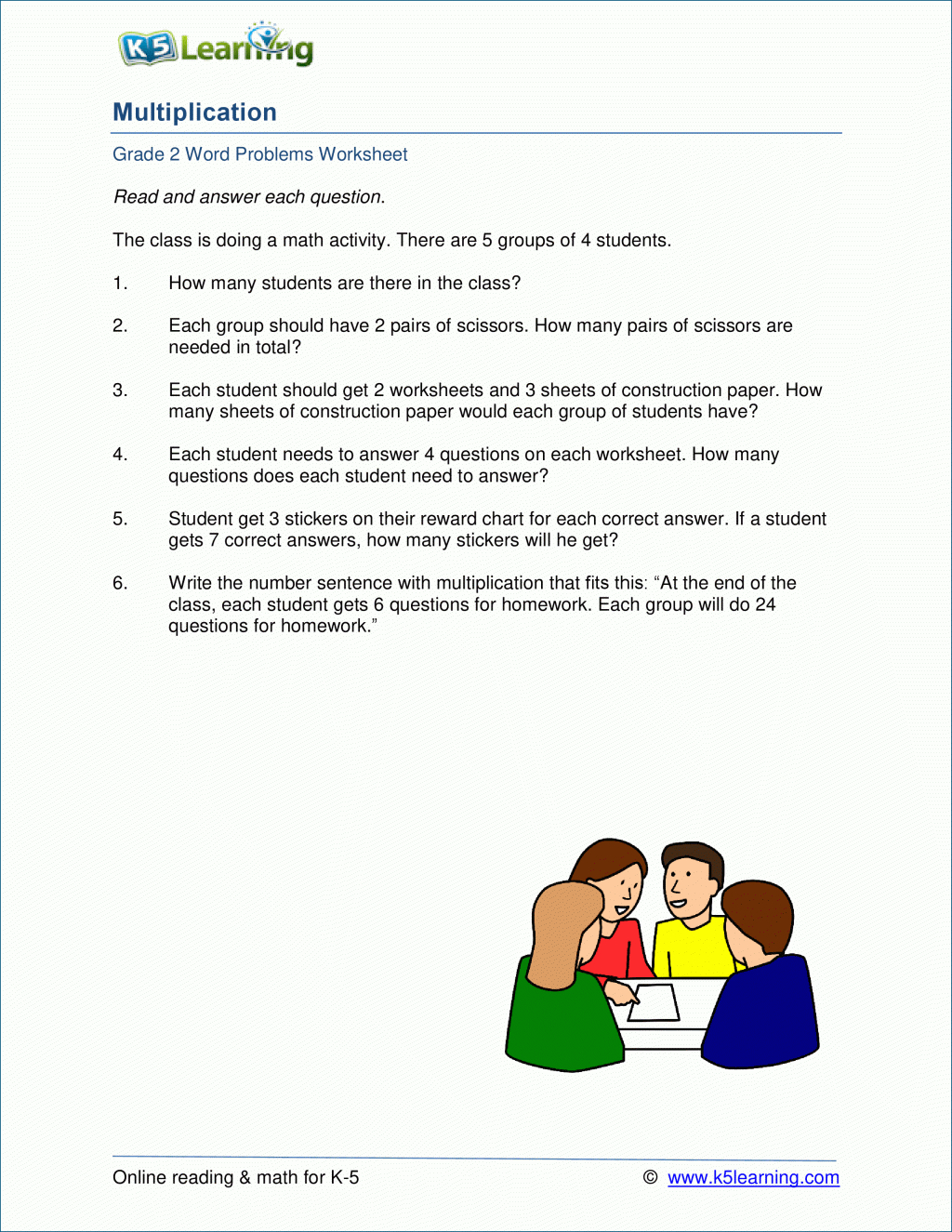 Worksheet Ideas ~ Grade Multiplication Word Problems 2Nd with regard to Multiplication Worksheets K5