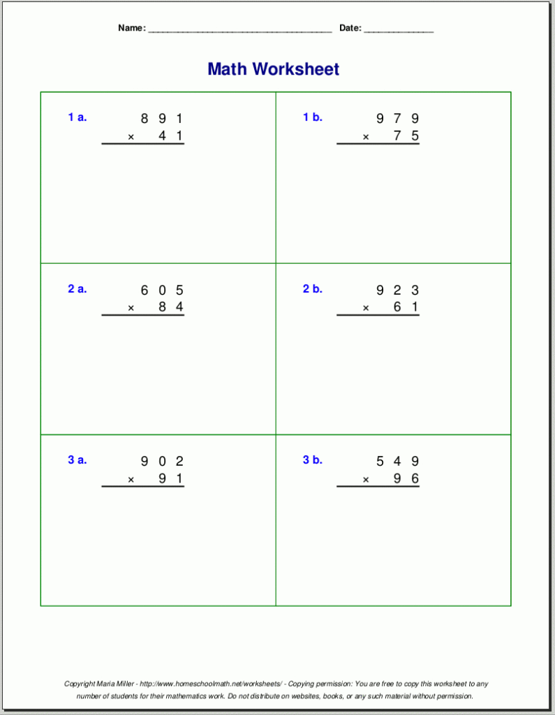 Worksheet Ideas ~ Grade Multiplication Worksheets Printable With Multiplication Worksheets 5 Digits