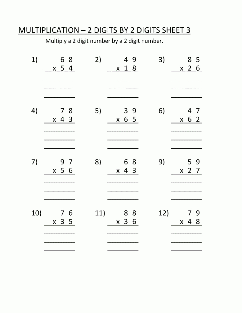 Worksheet Ideas ~ Multiplication Worksheets Grade 4Th Digits within Multiplication Worksheets 3 Digit By 2 Digit