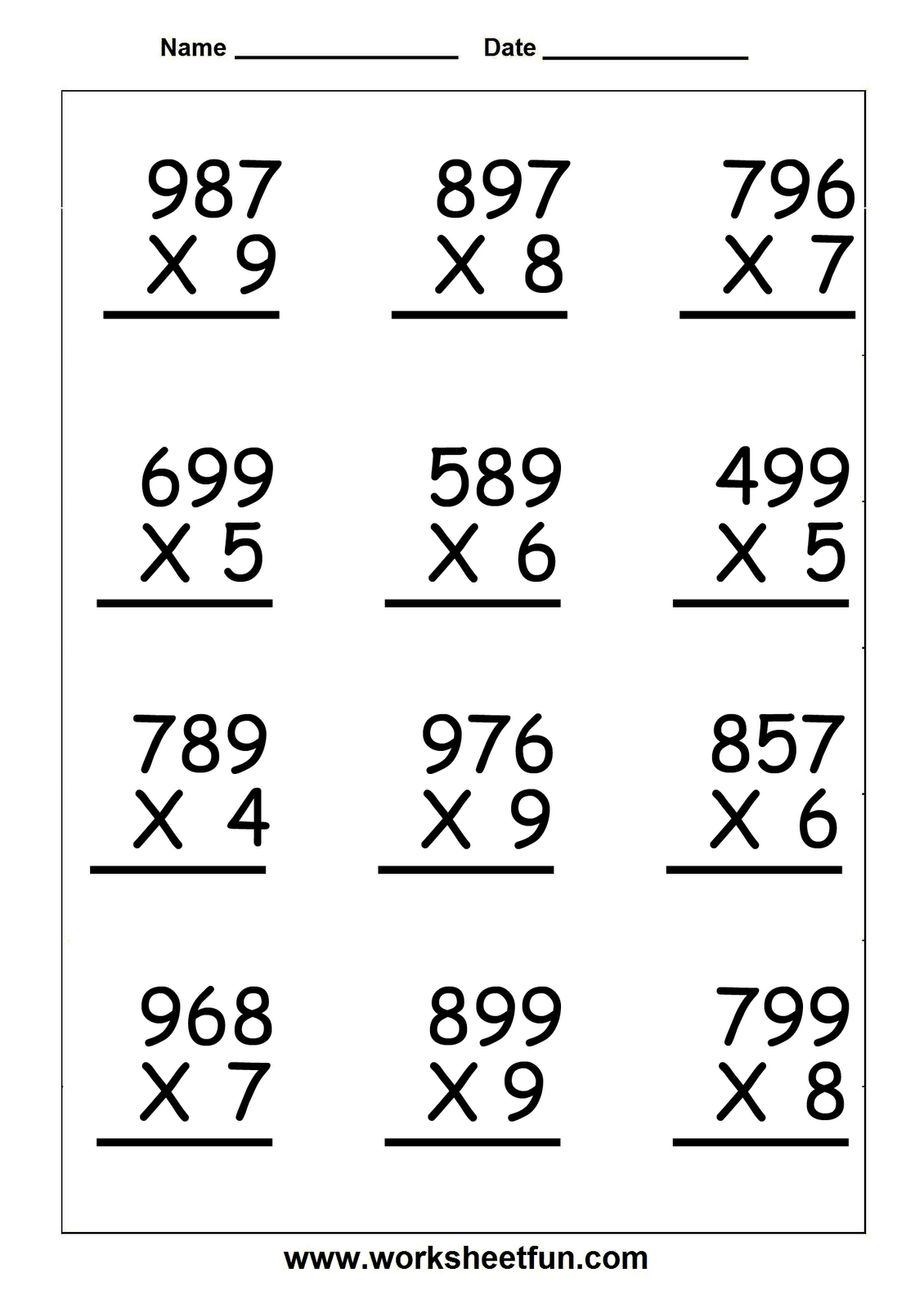 Fun Multiplication Worksheets Grade 4 Pdf