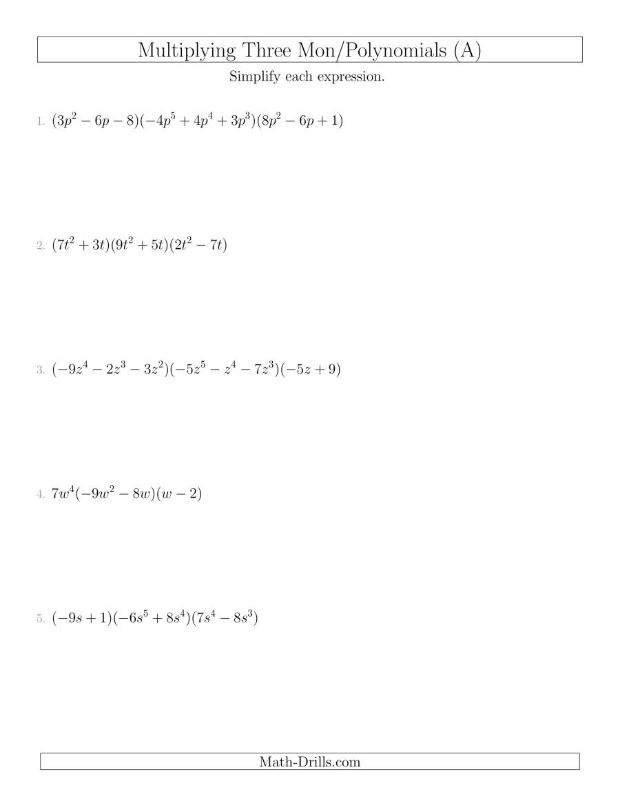 Worksheet Ideas Page 447: 51 Multiplying Polynomials in Worksheets About Multiplication Of Polynomials