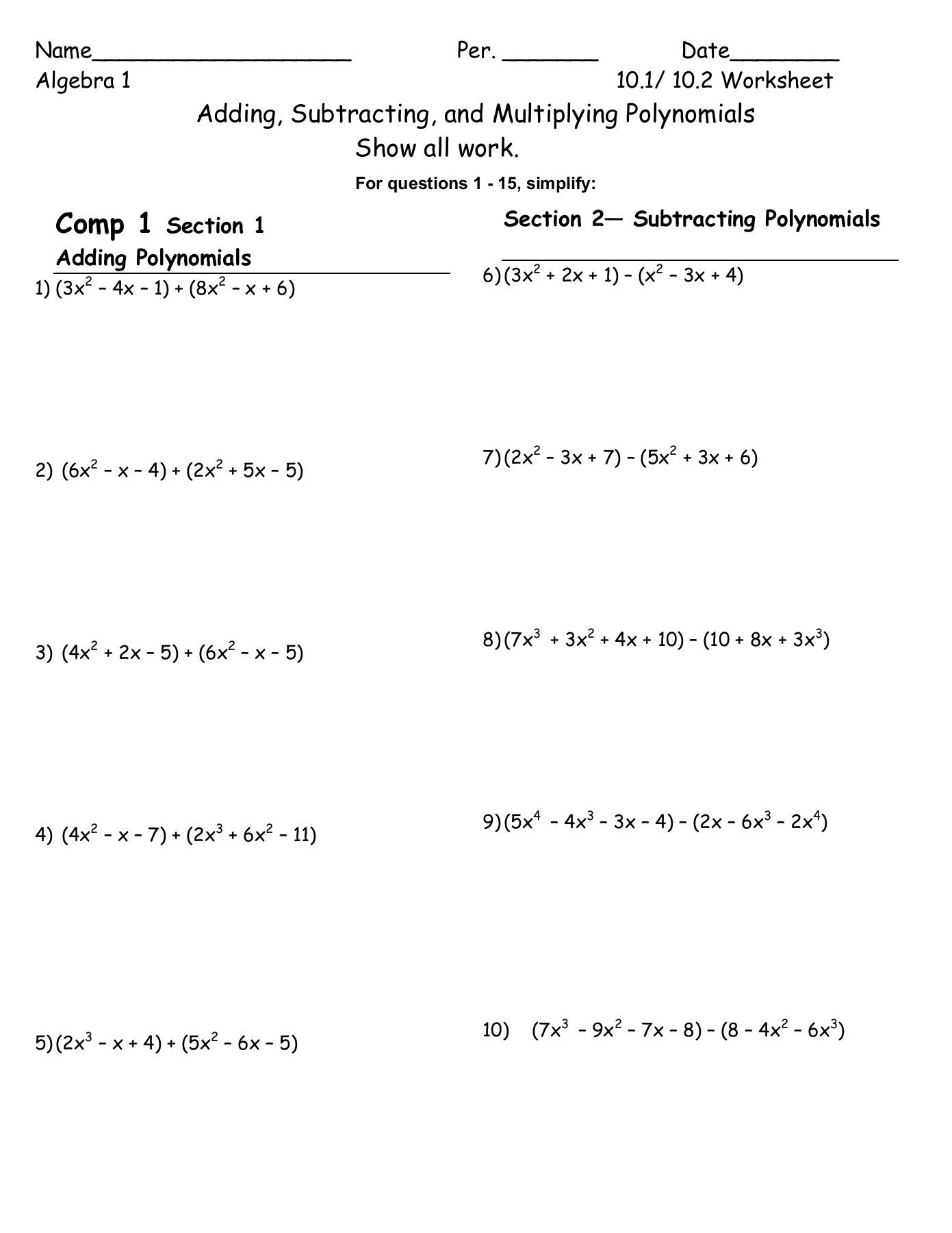 Worksheet Ideas Page 447: 51 Multiplying Polynomials intended for Worksheets About Multiplication Of Polynomials