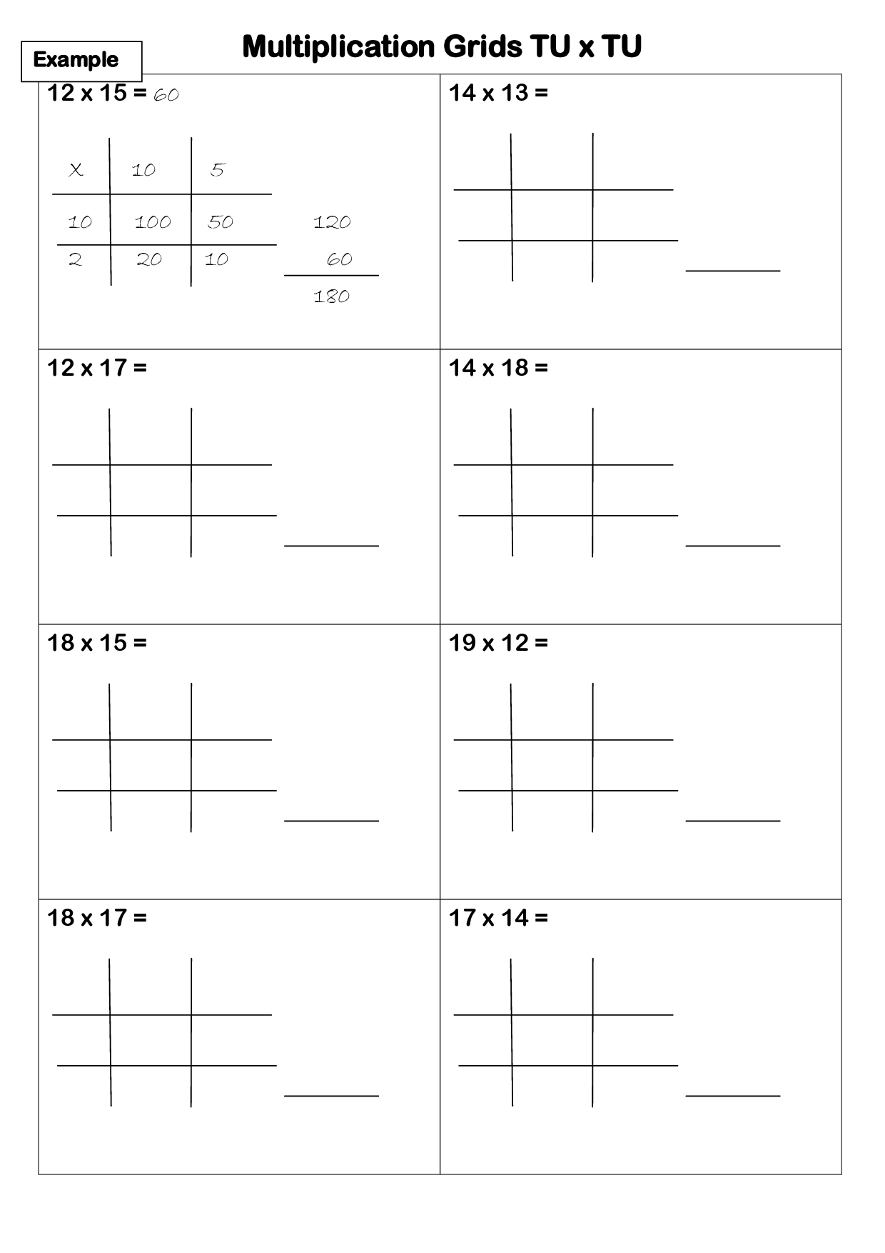 printable lattice multiplication grids printable