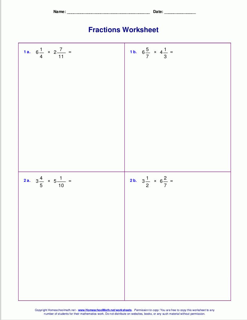 Worksheets For Fraction Multiplication for Printable Multiplication Of Fractions