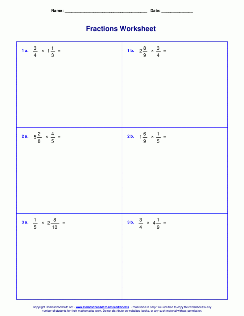Worksheets For Fraction Multiplication In Homeschool Multiplication Worksheets