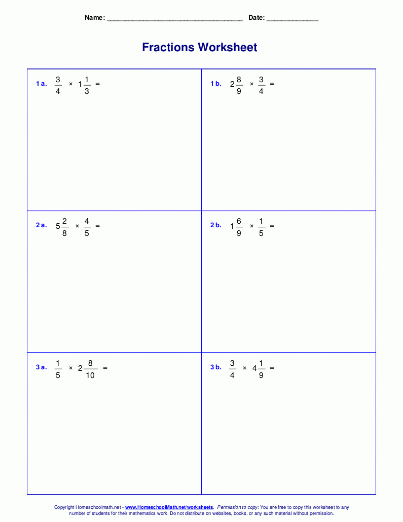 Worksheets For Fraction Multiplication in Homeschool Multiplication Worksheets