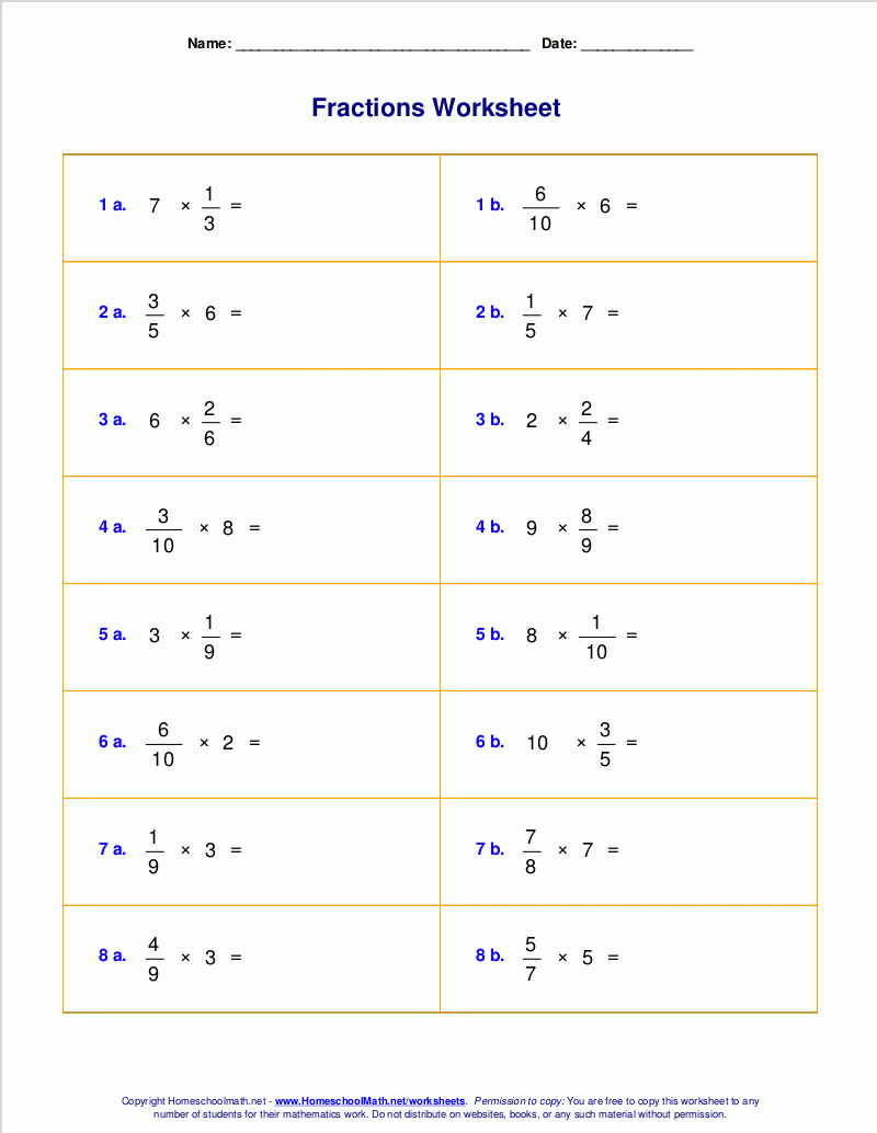 Worksheets For Fraction Multiplication in Multiplication Worksheets Random