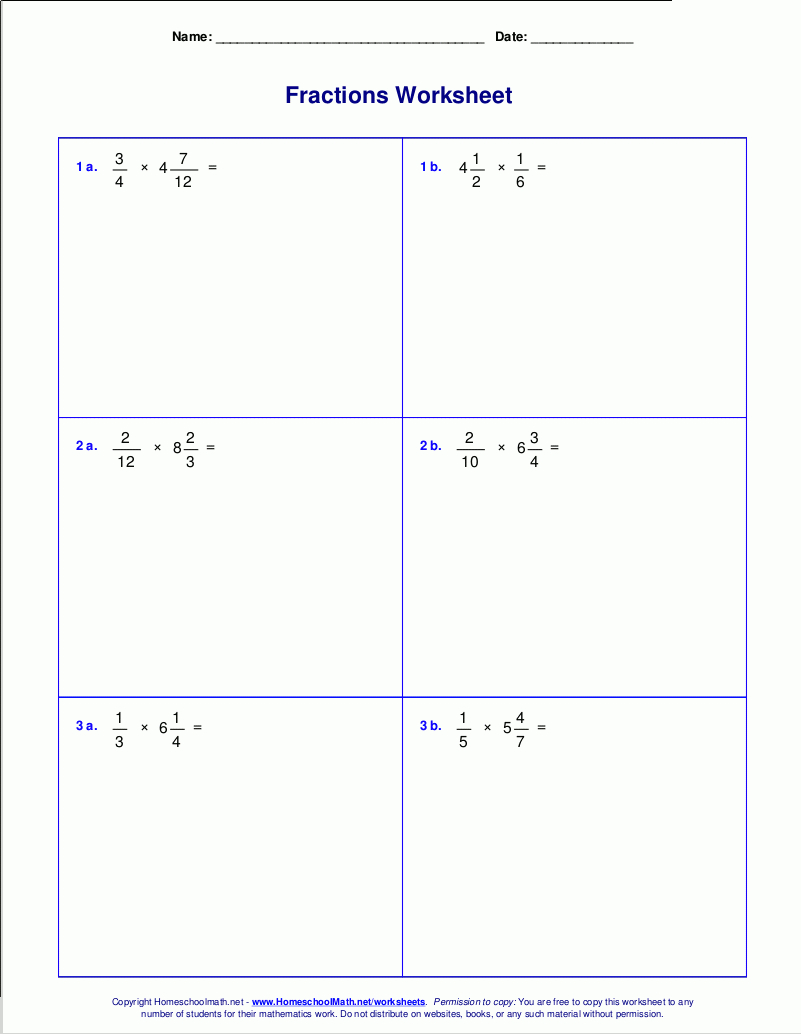 Worksheets For Fraction Multiplication in Printable Multiplication Of Fractions