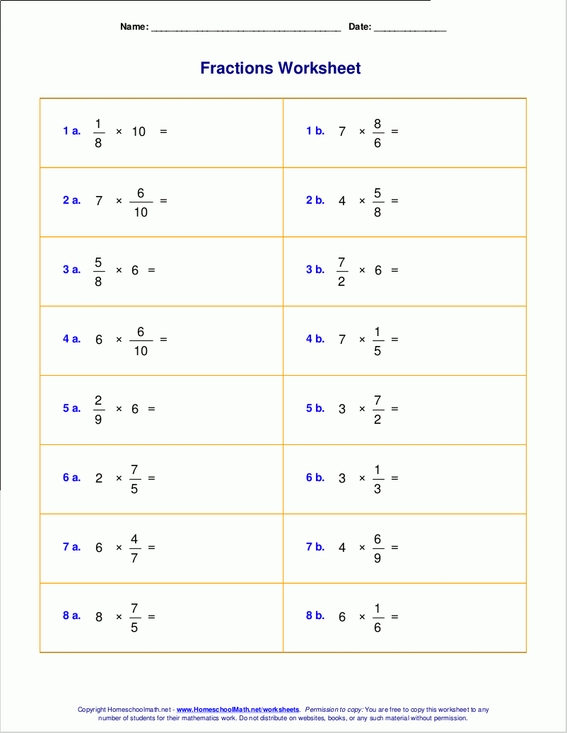 Worksheets For Fraction Multiplication intended for Printable Multiplication Of Fractions