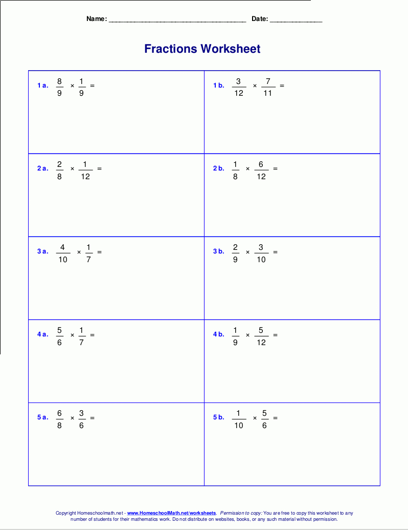 Worksheets For Fraction Multiplication throughout Multiplication Quiz Printable Pdf