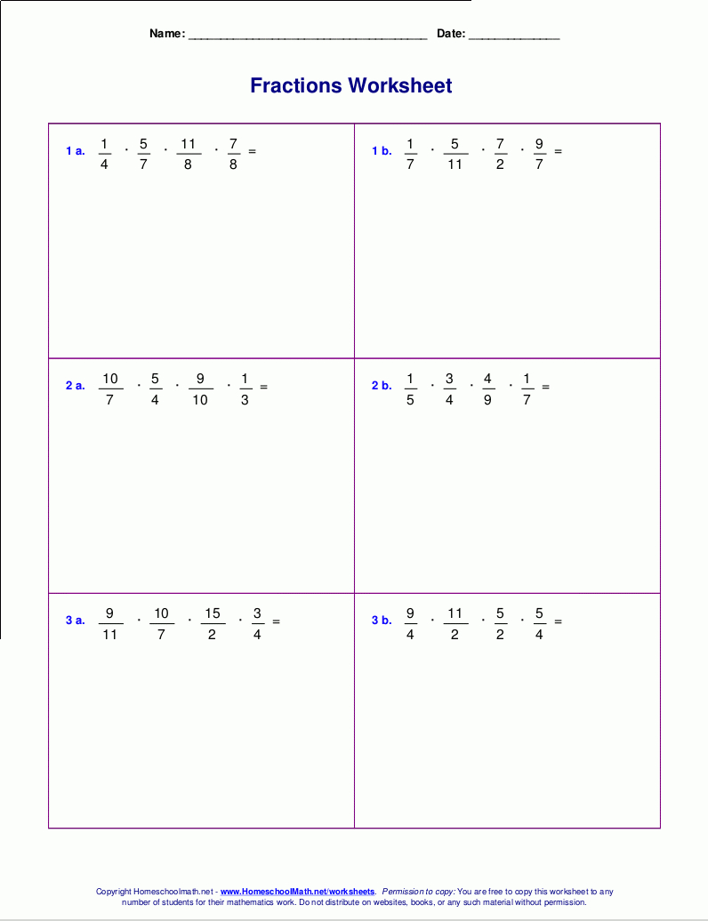 Worksheets For Fraction Multiplication with regard to Worksheets Multiplication Grade 6