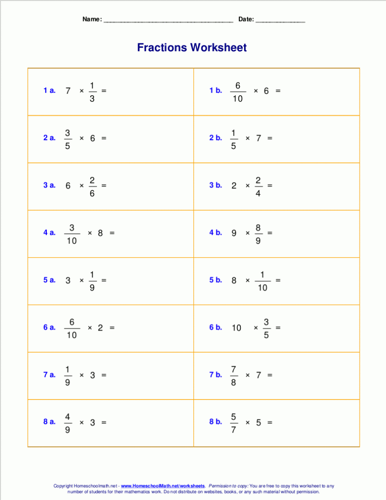 Worksheets For Fraction Multiplication Within Multiplication Worksheets Mixed