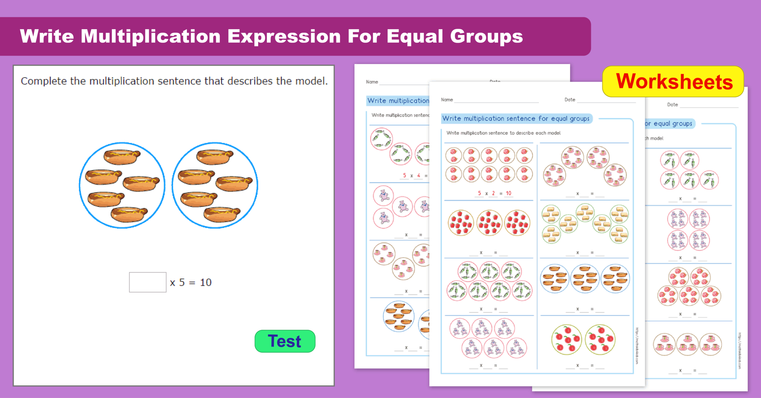 Write Multiplication Expression For Equal Groups in Multiplication Worksheets Equal Groups Write Multiplication Expression For Equal Groups in Multiplication Worksheets Equal Groups