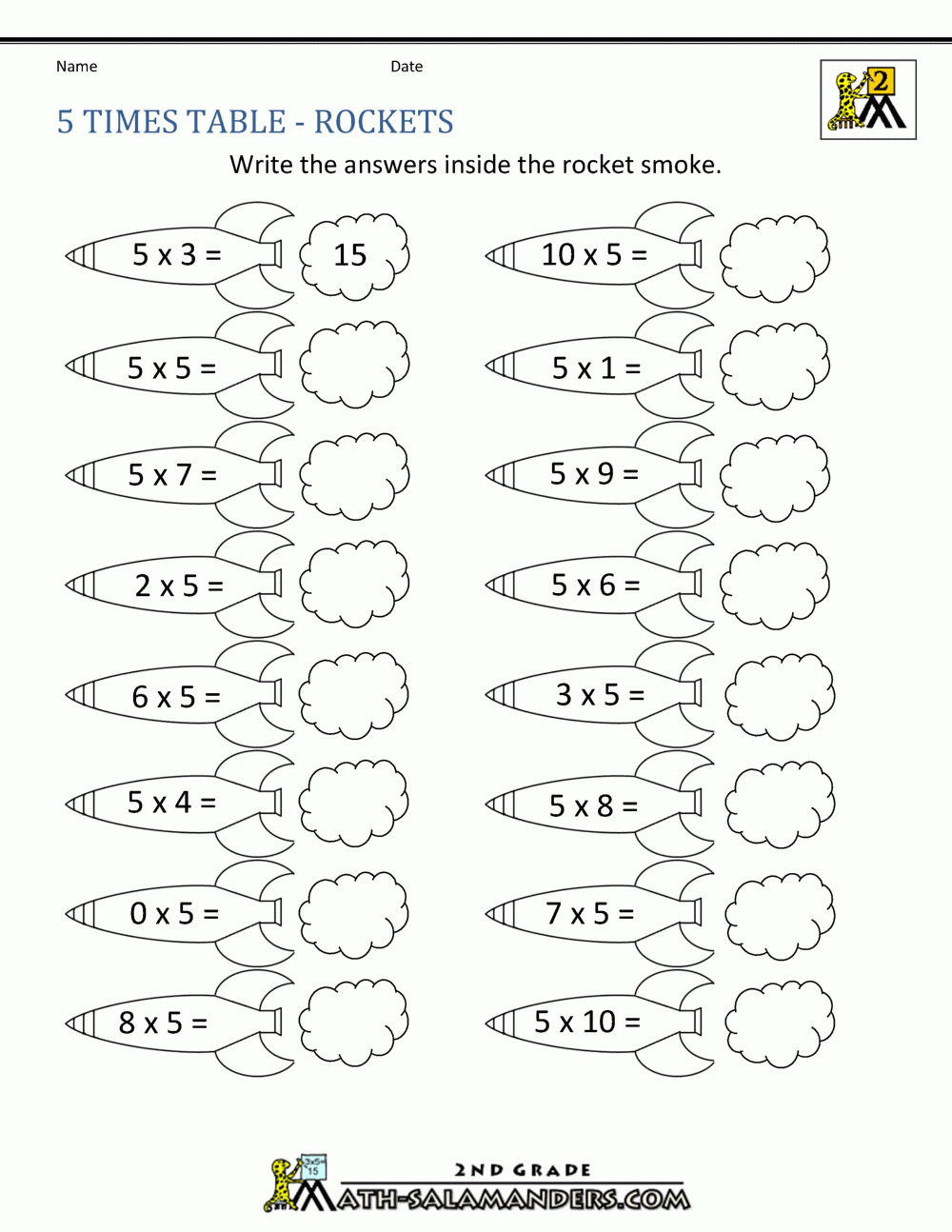 Multiplication Of 5 Worksheet Up To 12