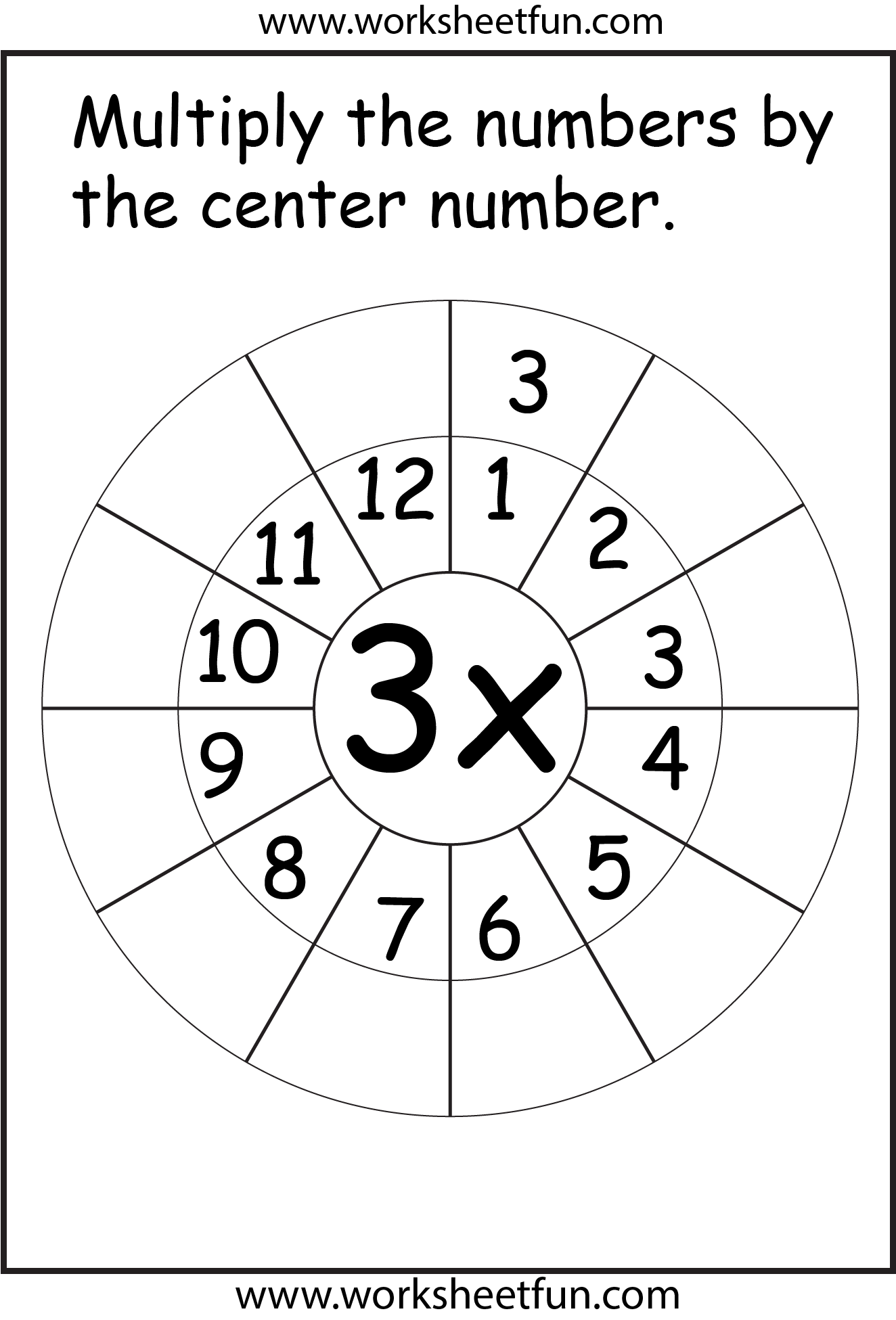 Age 08 ~ Math ~ Skip Count: 3 ~ Multiplication Wheel
