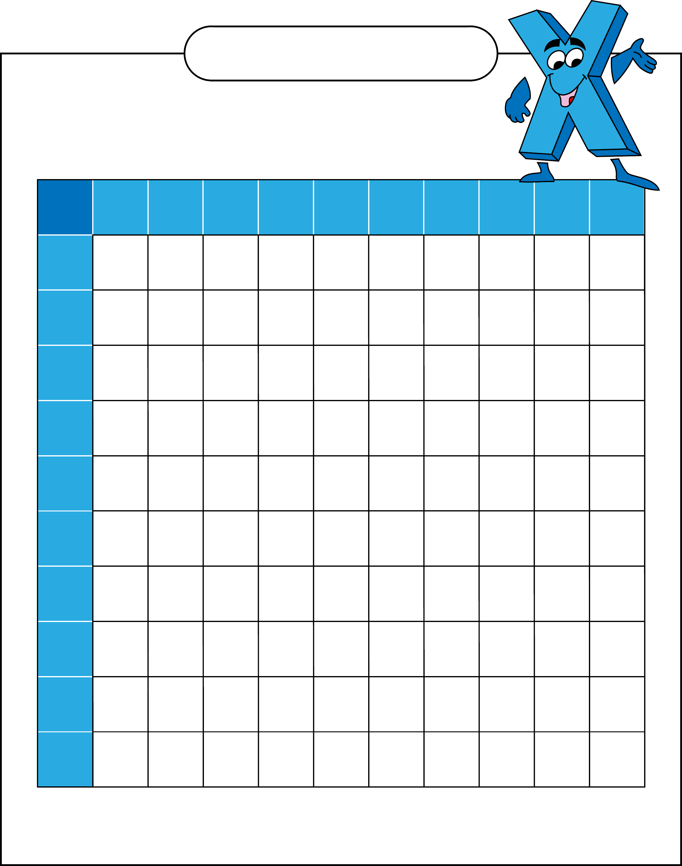 0-9 Blank Multiplication Chart | Printable Multiplication Flash Cards