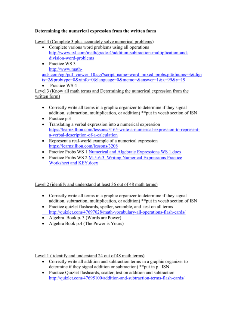 Determining The Numerical Expression From The Written Form