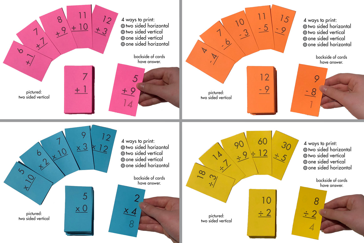 Math Flash Cards. All Facts Through 12. Addition, Subtraction