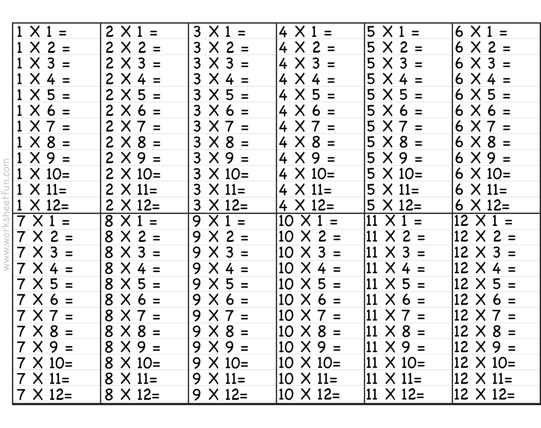 Math Time Tables Worksheets | Times Tables Worksheets