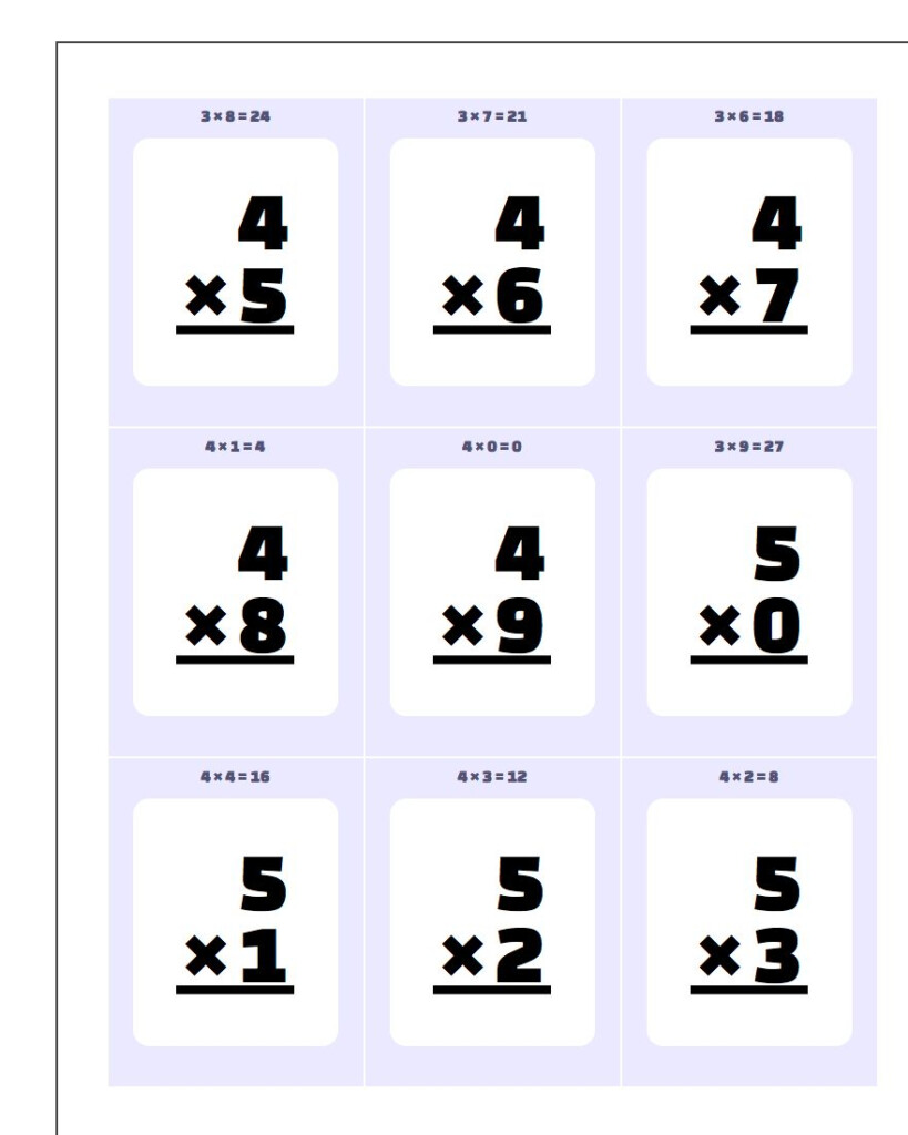 Multiplication Flash Cards Multiplication Flash Cards