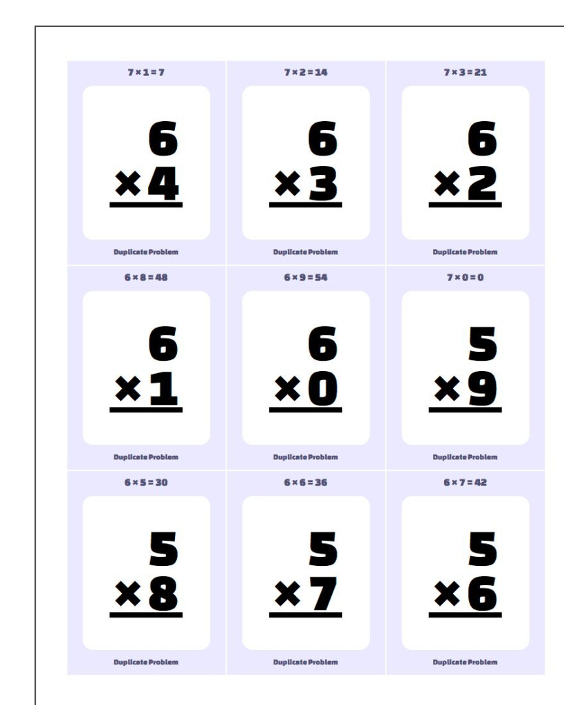Multiplication Flash Cards Multiplication Flash Cards