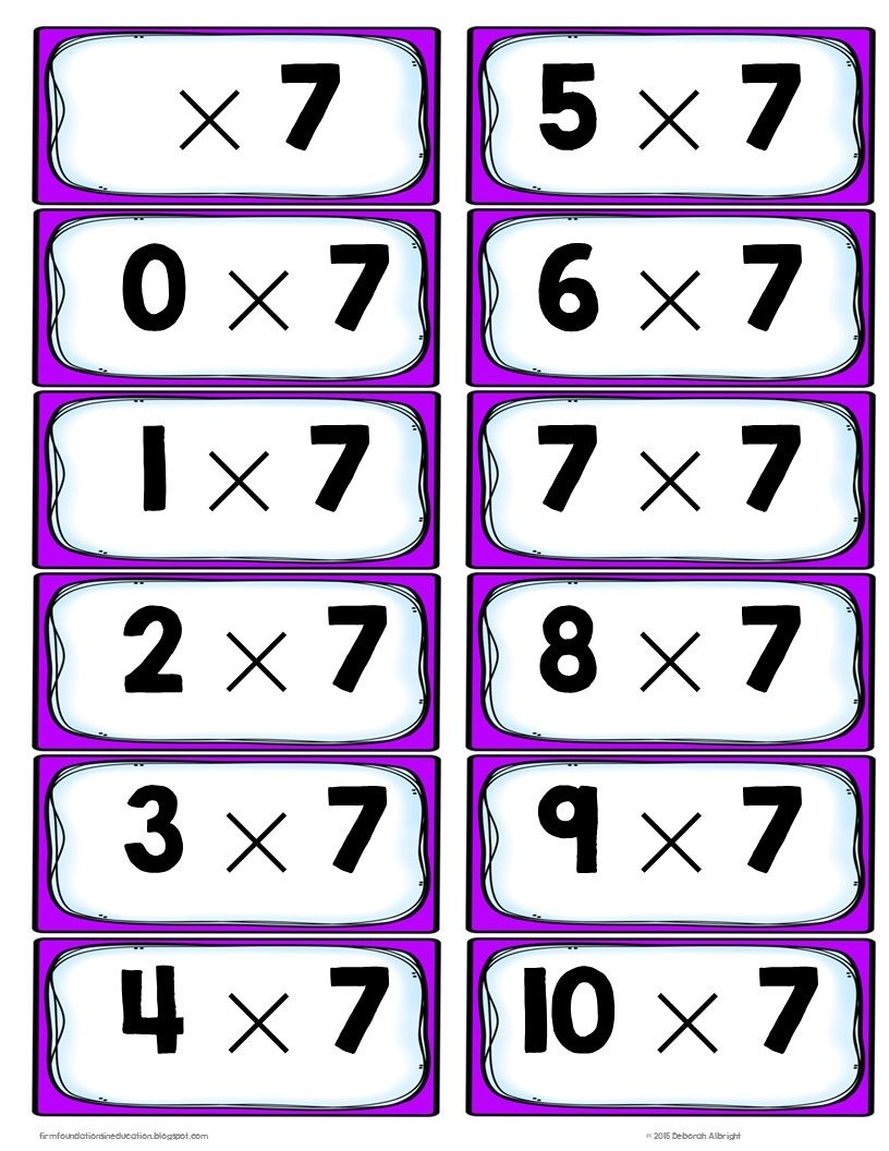 Print Free Multiplication Flash Cards