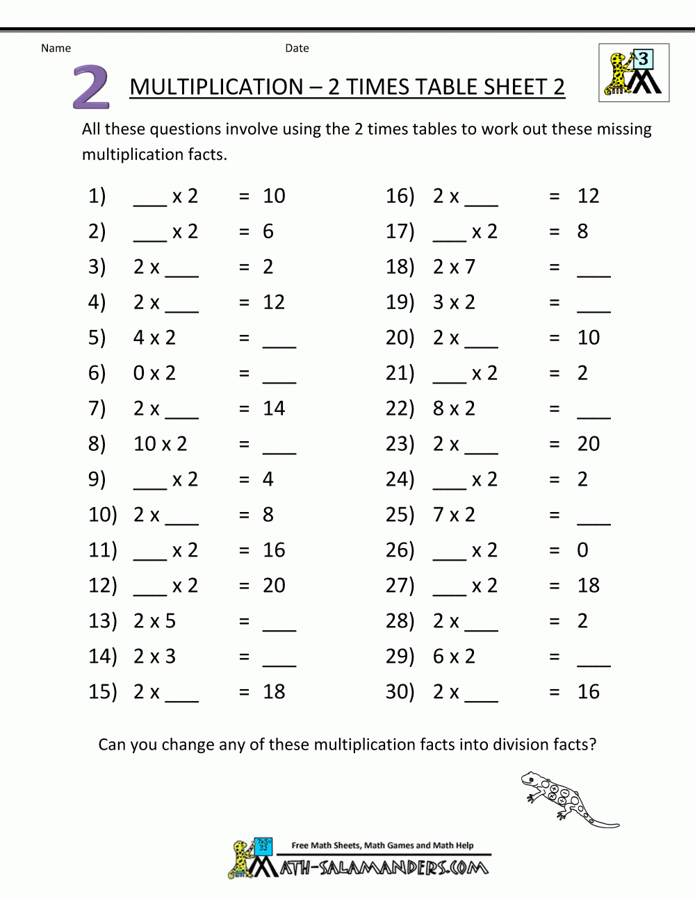 Multiplication Table Worksheets Grade 3 | Multiplication