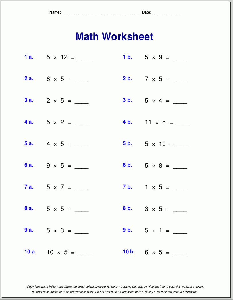 Multiplication Worksheets For Grade 3 | Free Math Worksheets