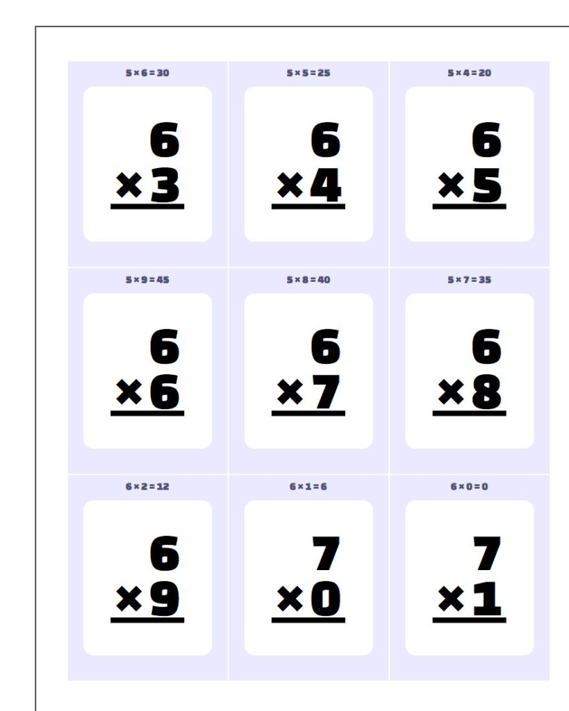 Printable Multiplication Flash Cards 1-15