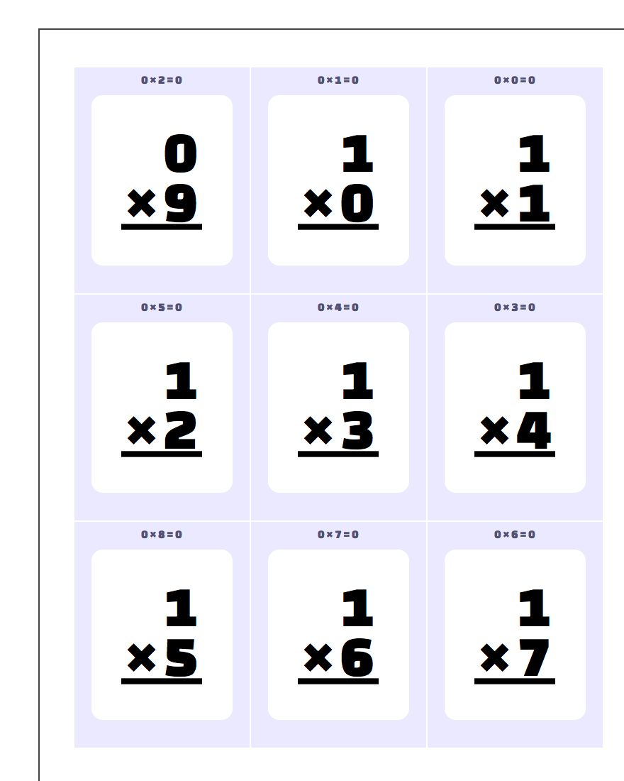 Printable Multiplication Flash Cards 1-15