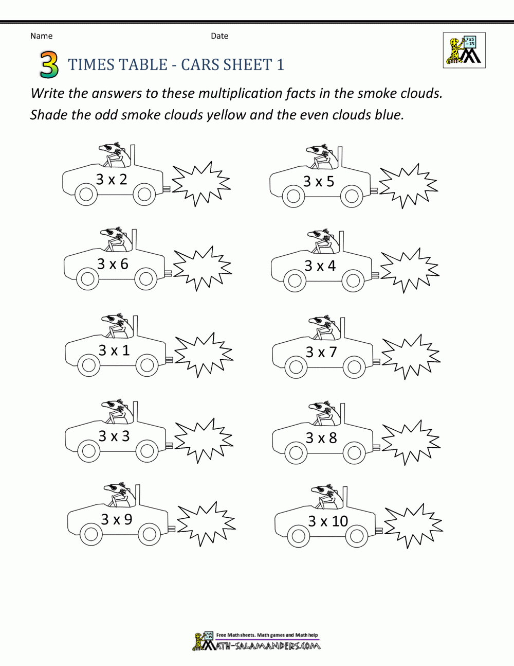 Printable Times Table - 3 Times Table Sheets