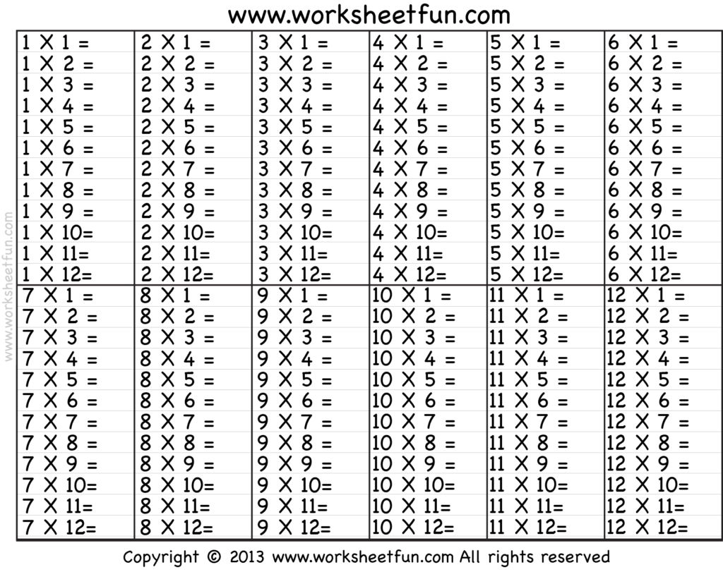 Times Table – 2 12 Worksheets – 1, 2, 3, 4, 5, 6, 7, 8, 9 Times Table – 2 12 Worksheets – 1, 2, 3, 4, 5, 6, 7, 8, 9