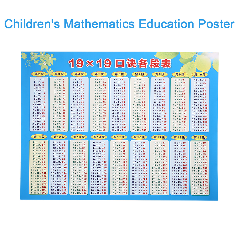 Us $3.77 50% Off|Waterproof 19X19 Multiplication Table Multiplication Table  Children&amp;#039;s Mathematics Education Poster Math Toy Professional