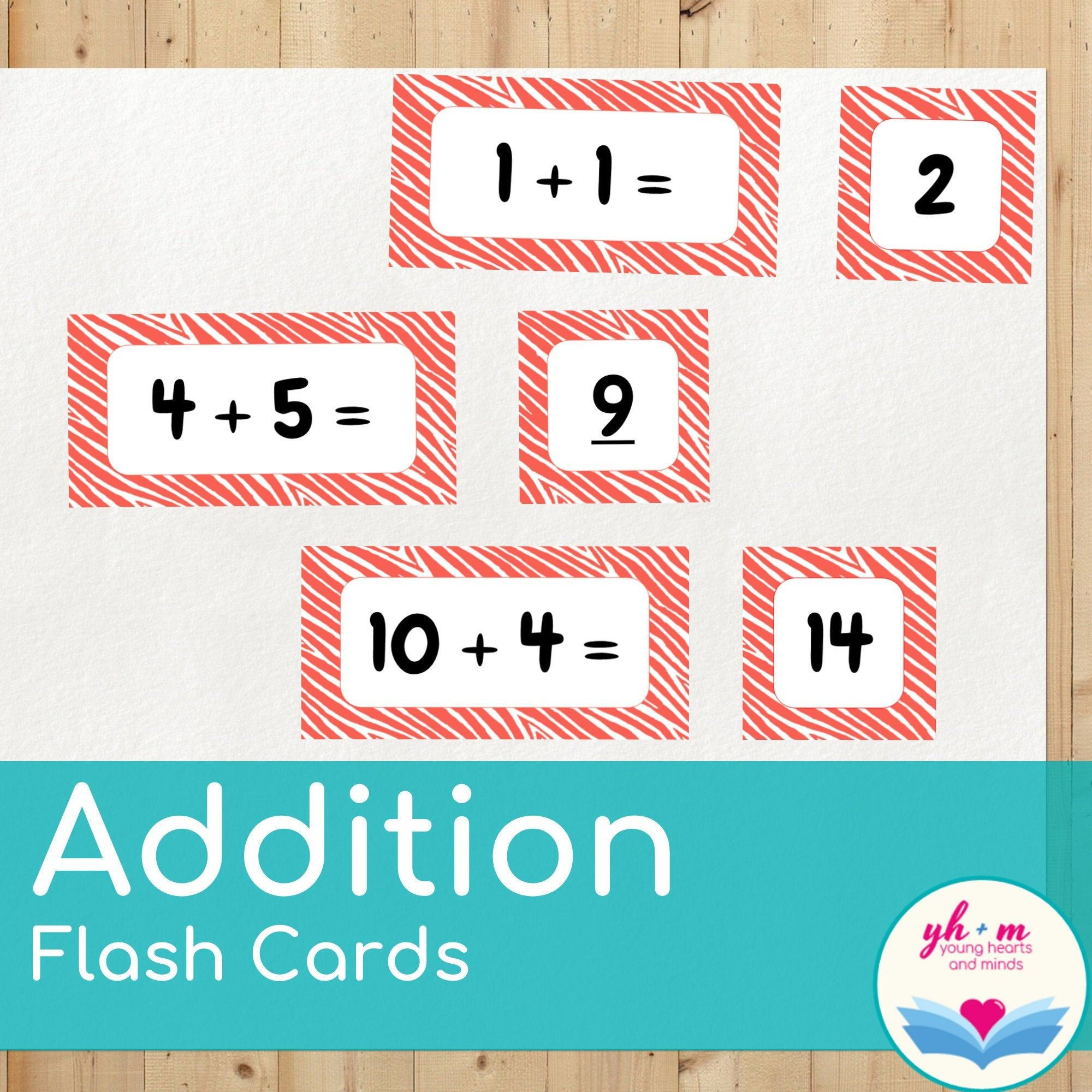 Addition Flash Cards - Math Fact Practice Adding 0 - 10, For