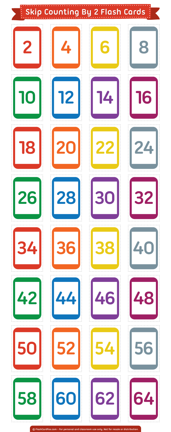 Free Printable Skip Counting2 Flash Cards. Download Them