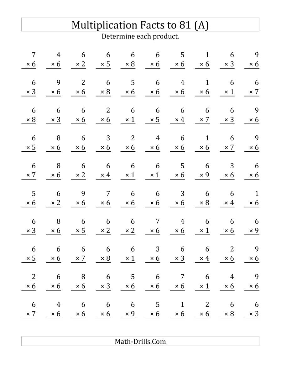 Multiplying (1 To 9)6 (A)