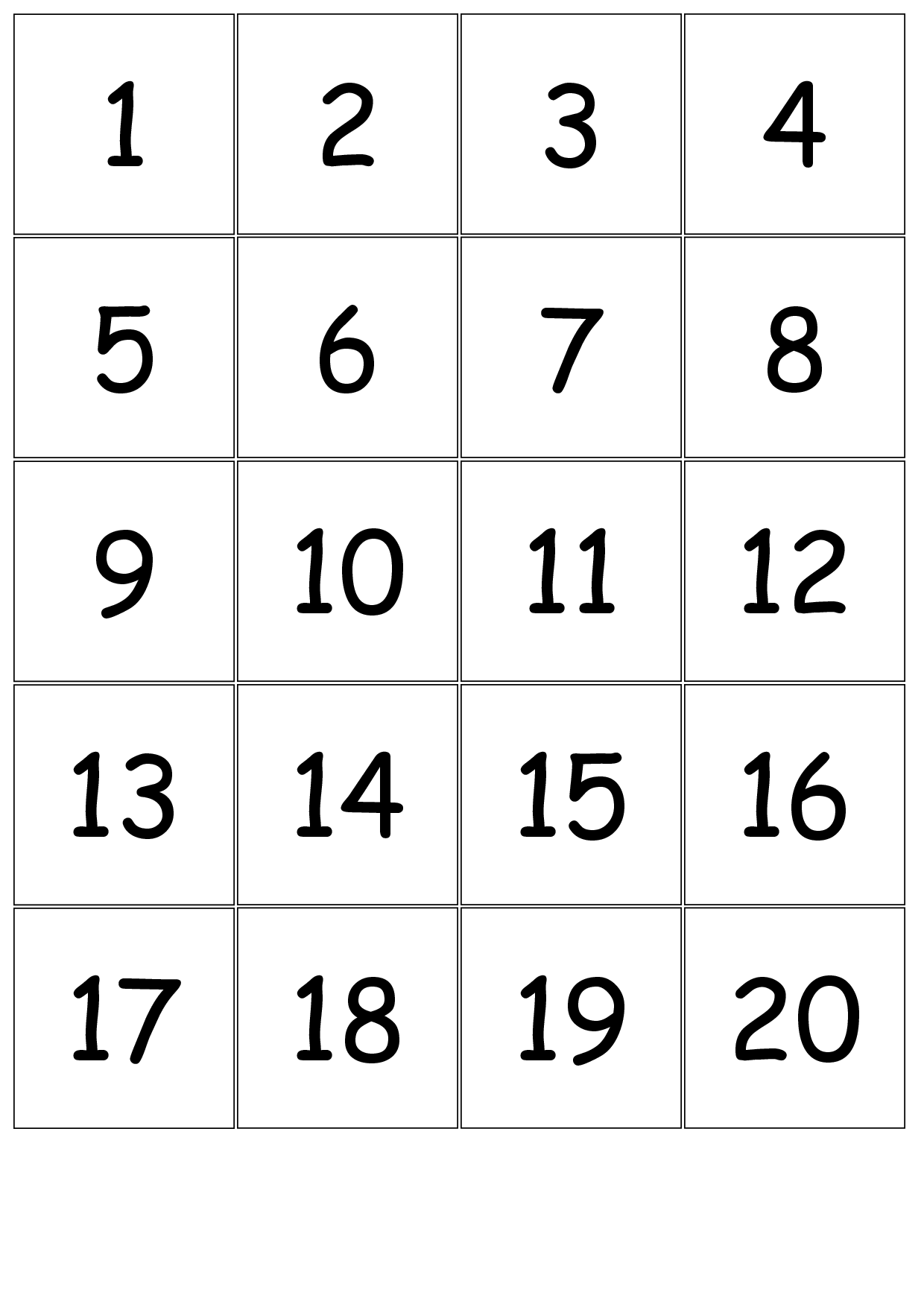 Number+Cards+1-20 | Large Printable Numbers, Free Printable