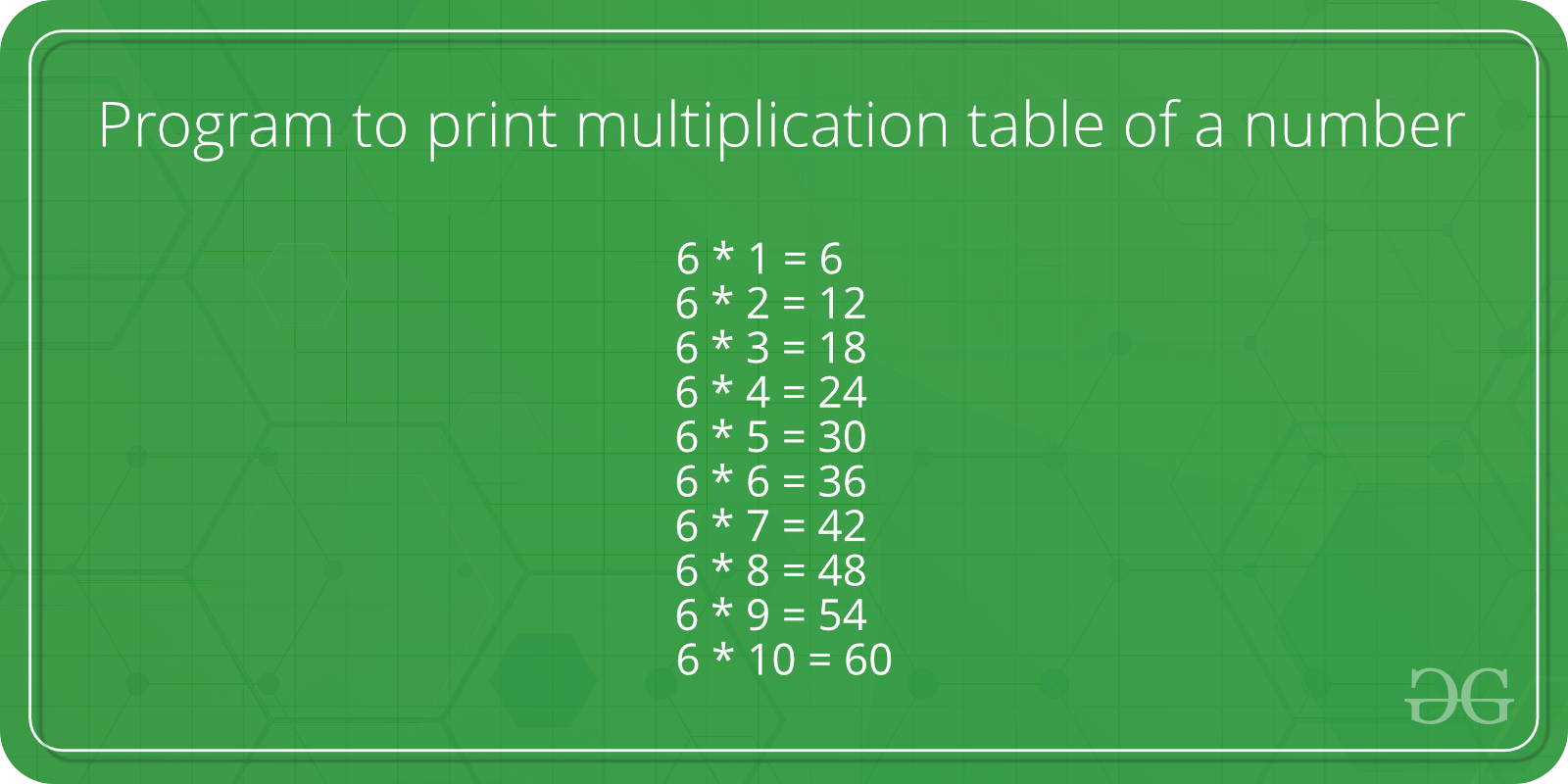 Program To Print Multiplication Table Of A Number
