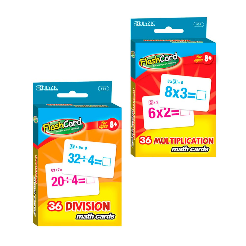 Set Of 2 Learning Flash Cards Multiplication Division Numbers Math  Educational ! - Walmart