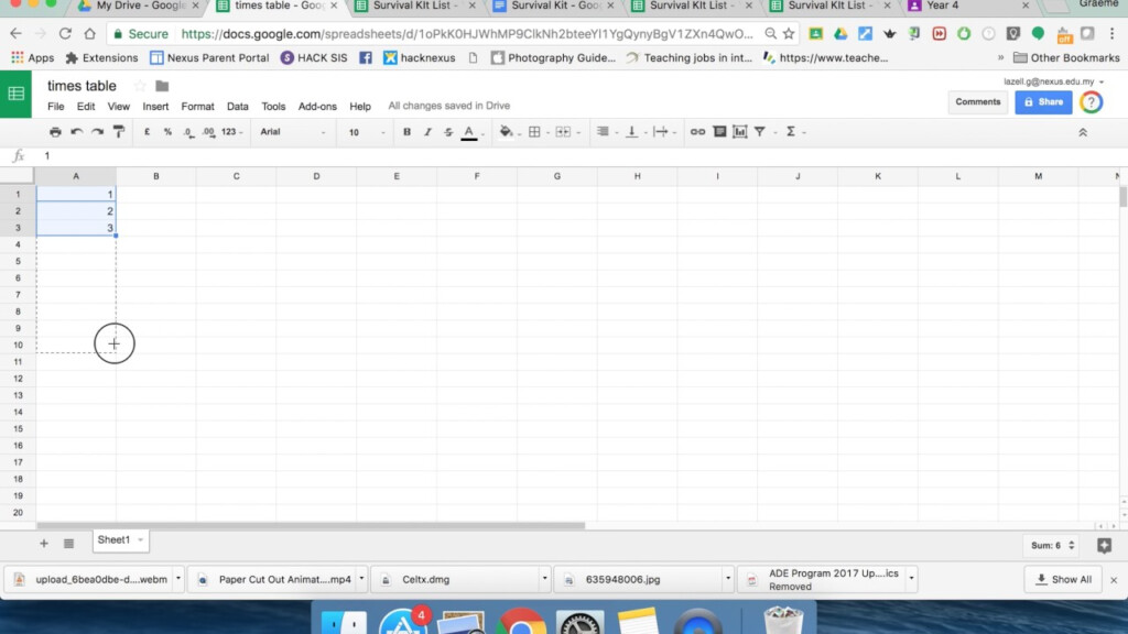 1 Times Tables In Google Sheets 1 Times Tables In Google Sheets