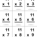 11's, 11 X Multiplication Fact Flash Cards Front