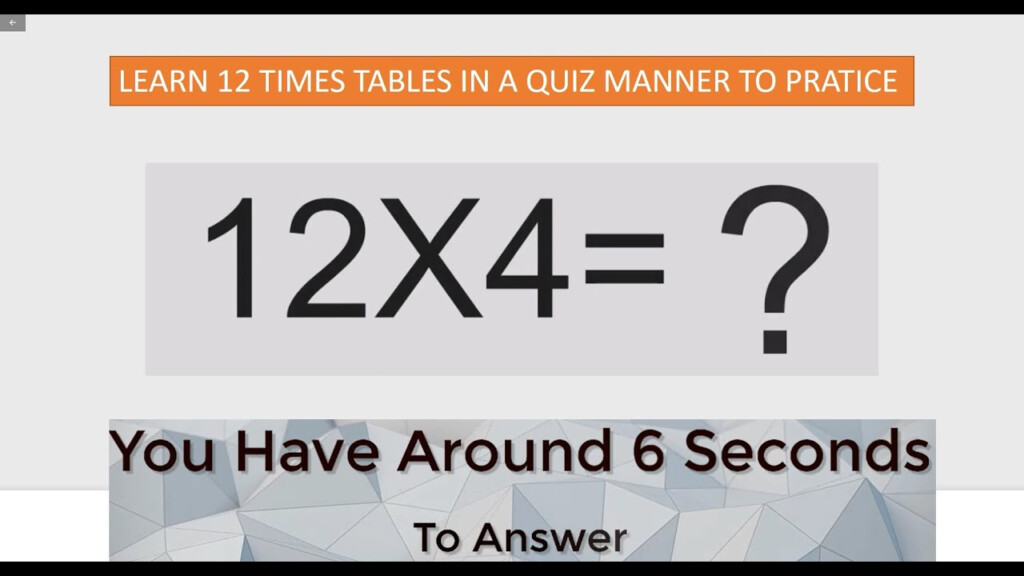 12 Times Table Quiz | Interactive 12 Multiplication Table | Learn Maths