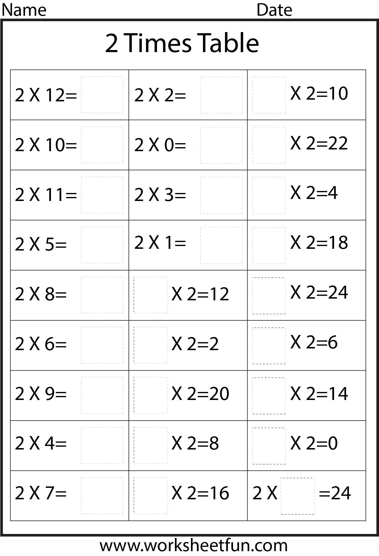 Printable Multiplication Table 2 PrintableMultiplication