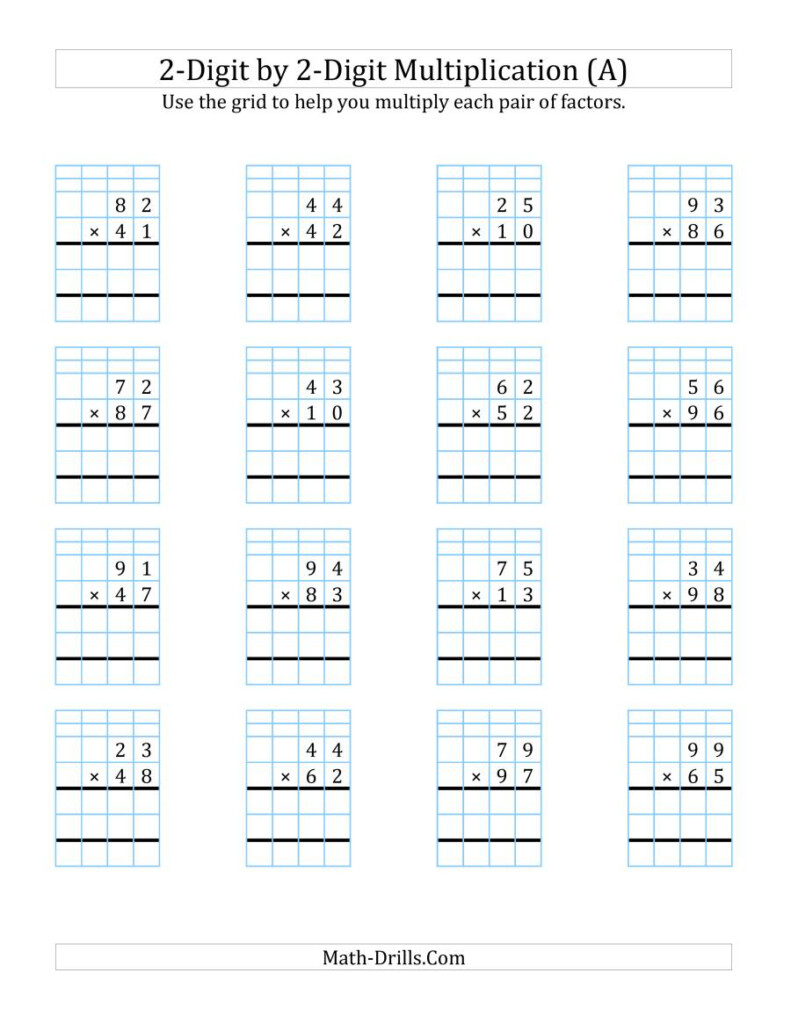 2 Digit2 Digit Multiplication With Grid Support (A) 2 Digit2 Digit Multiplication With Grid Support (A)