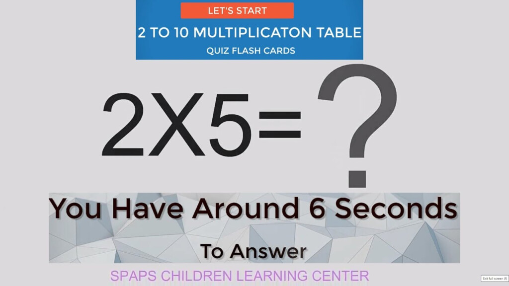 2 To 10 Times Table Quiz | Interactive 2 To 10 Multiplication Table