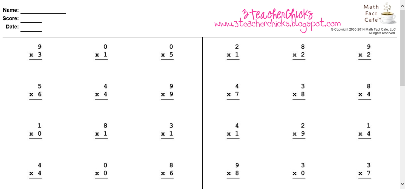 3 Teacher Chicks: Math Factsa Teacher&amp;#039;s Continuous