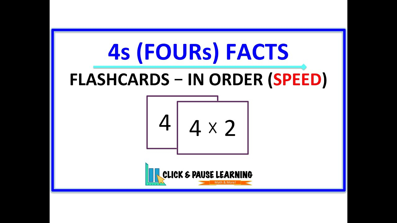 4S Facts Multiplication - Flashcards - In Order - Speed