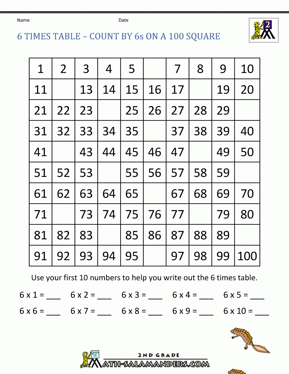 Multiplication Worksheets Table 6 Printable Multiplication Flash Cards