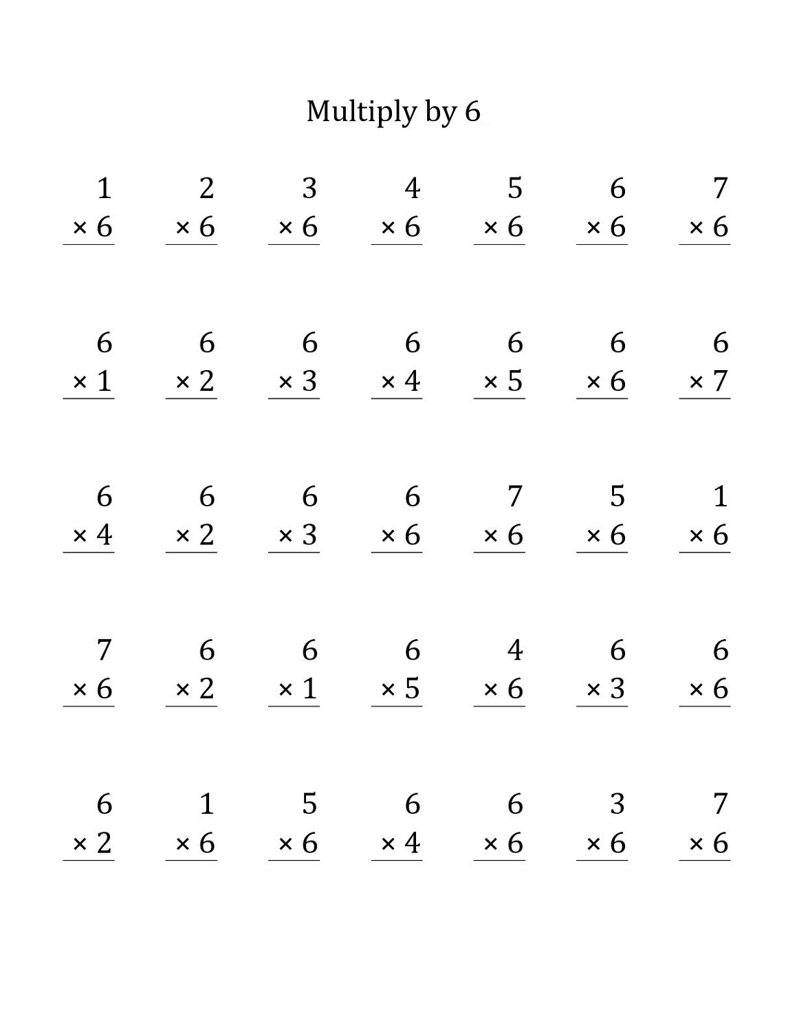 6 Multiplication Table Printable PrintableMultiplication